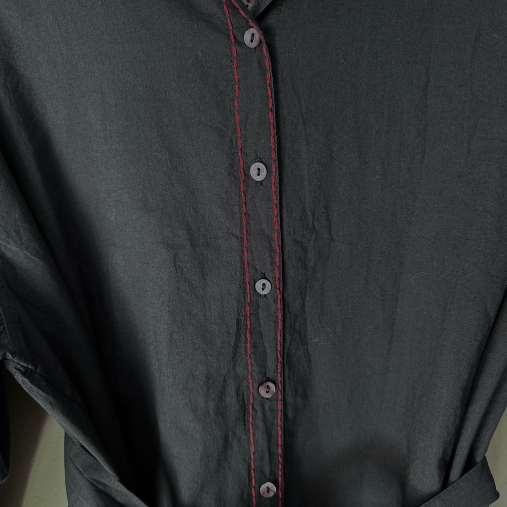 NWT NATURAL LIFE Cotton Button Front Shirt Dress With Embroidered Star Patches M - Picture 14 of 15